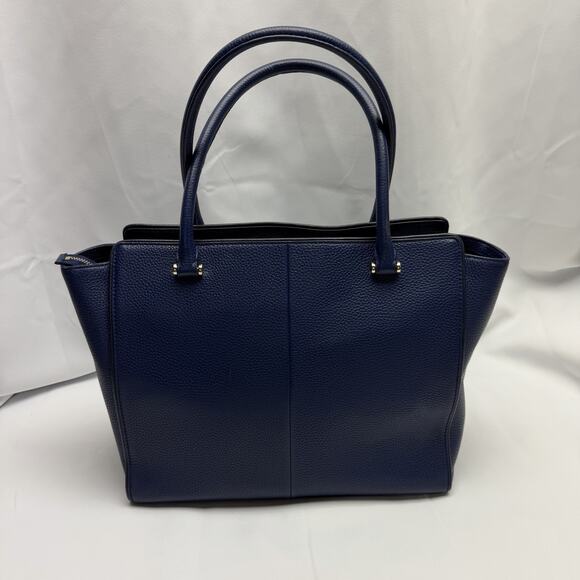 Kate Spade Chester Street Allyn Large Satchel Tote Navy Blue Pebbled Leather - Picture 3 of 14